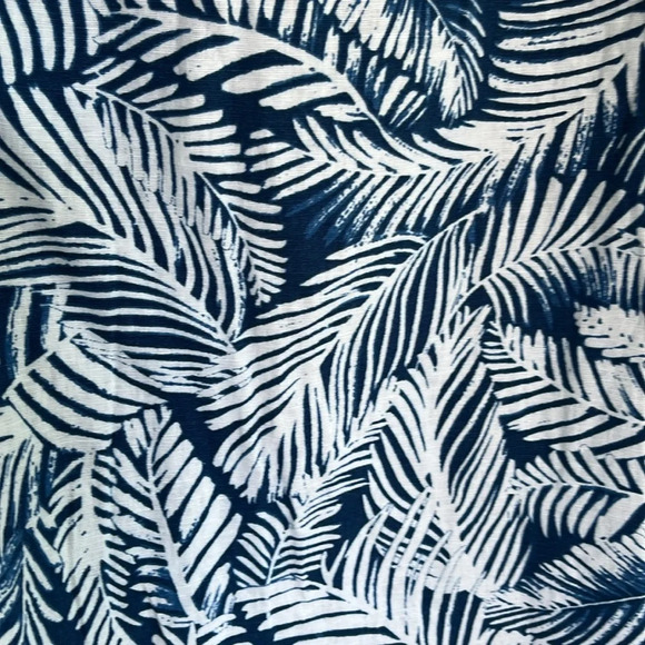 Anne Klein Blue & White Linen Blend Palm Print Dress M - Picture 6 of 9